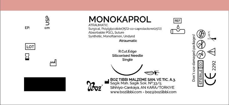 MONOKAPROL USP 4-0 (М1,5) зворотньо-ріжуча голка 3/8 кола 19 мм, довжина 45см